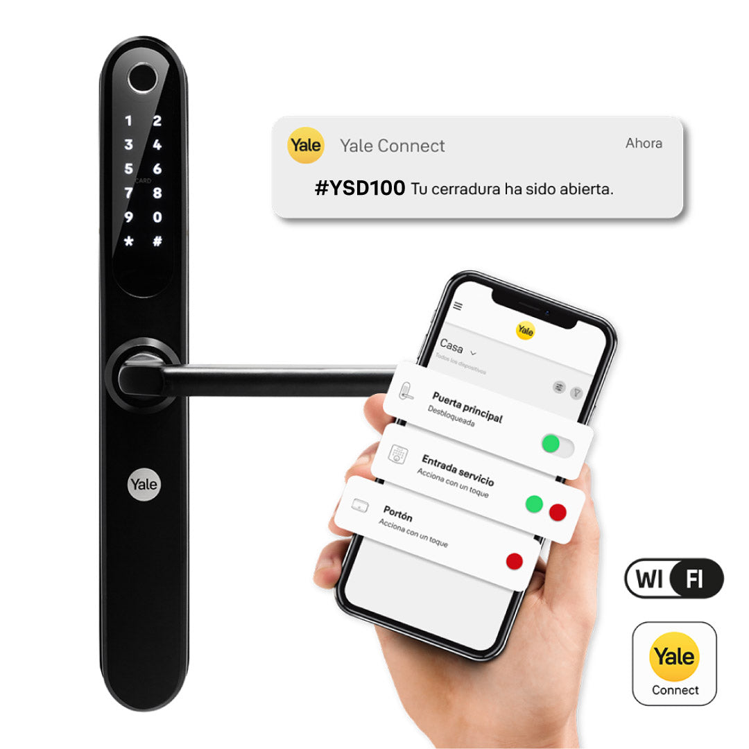 Cerradura Digital YSD100 Negra para Puertas Corredizas + Kit Yale Connect - Imagen 1