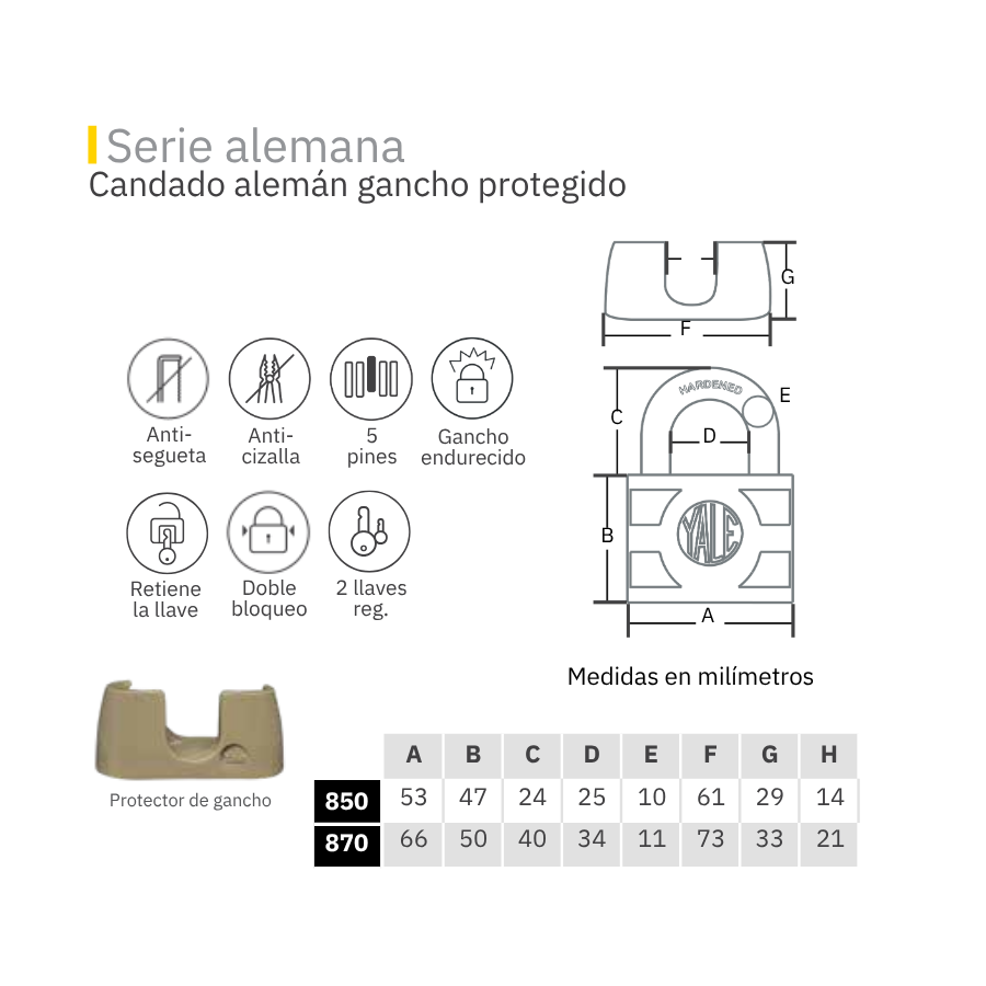 CANDADO SERIE 800 TIPO ALEMÁN