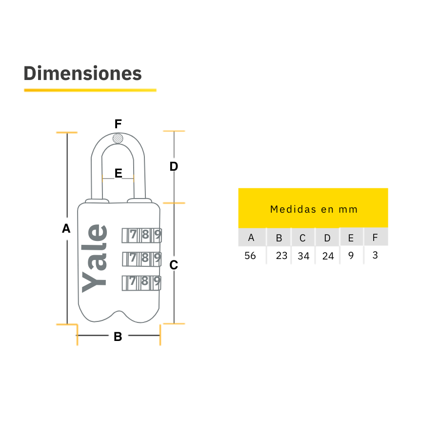 CANDADOS SERIE COMBINACIÓN YP2