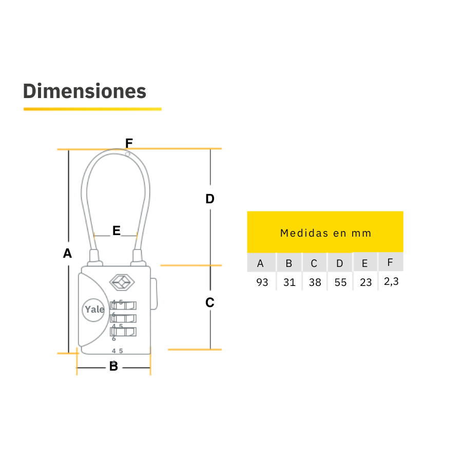 CANDADO SERIE VIAJERA YTP3