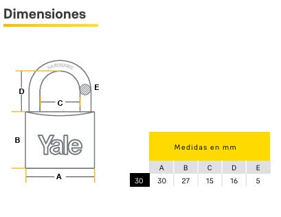 CANDADO Y110 IGUALADO X2 30MMB