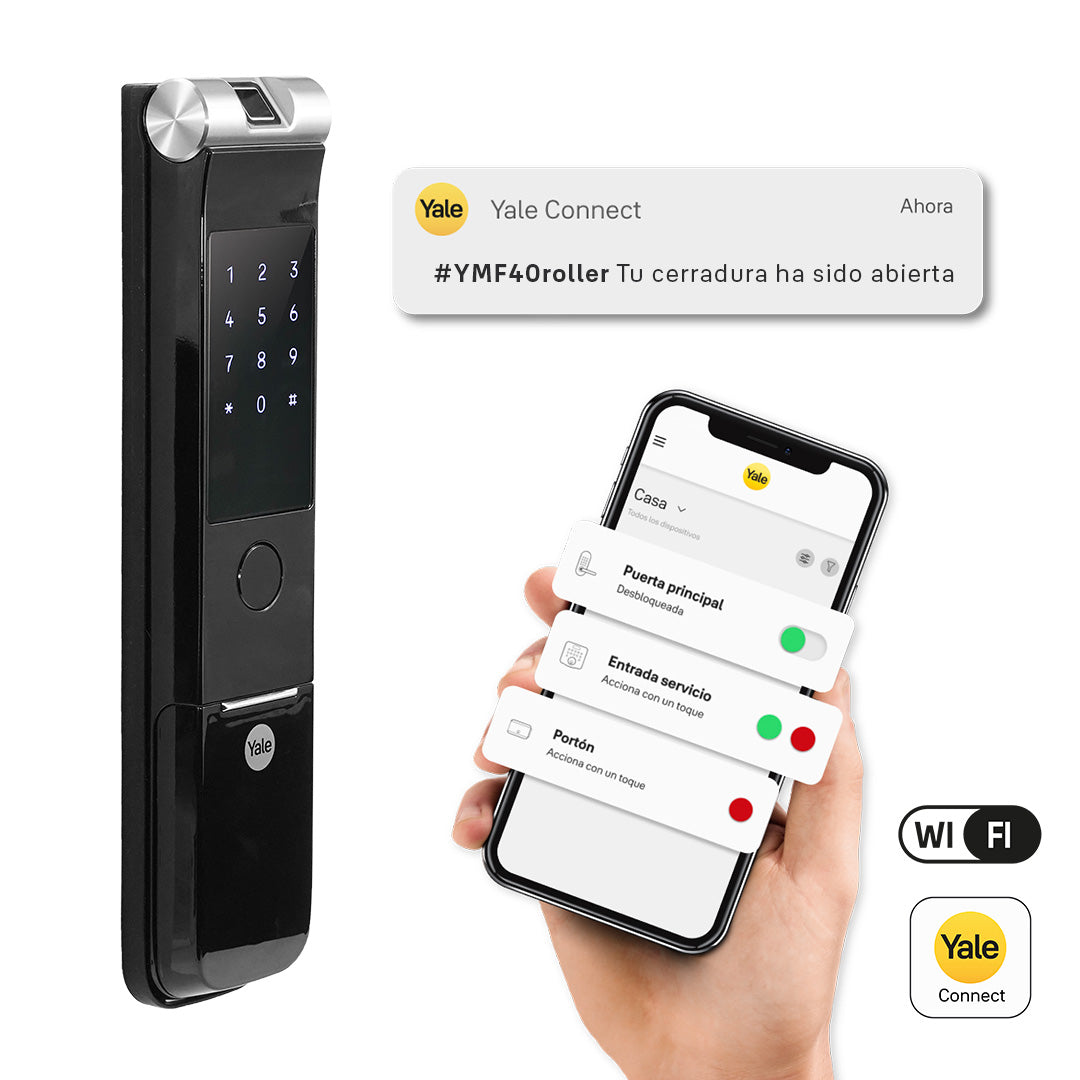Cerradura Digital YMF40 Roller + Kit yale connect - para puertas con haladera o manija - Imagen 1