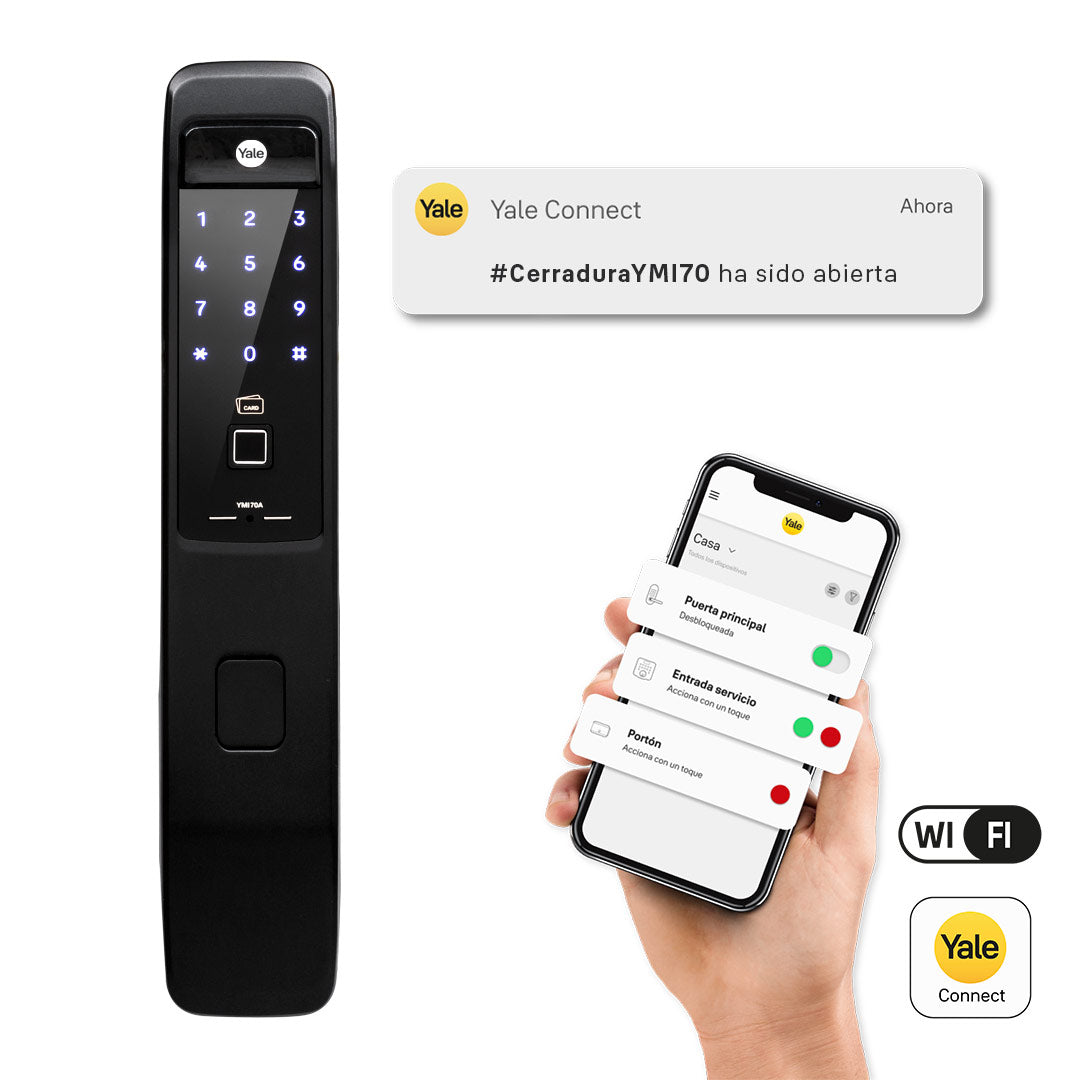 Kit de Yale Connect con Cerradura Digital YMI70 Pull & Push - Imagen 1