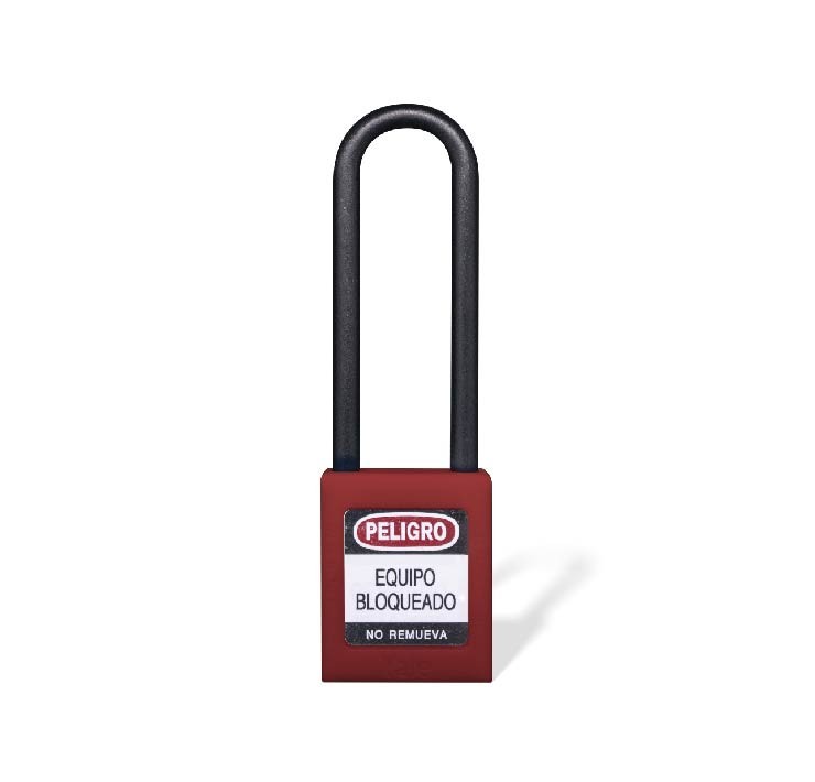 Candado Gancho Largo Nylon Dieléctrico - 76mm Rojo - Imagen 1
