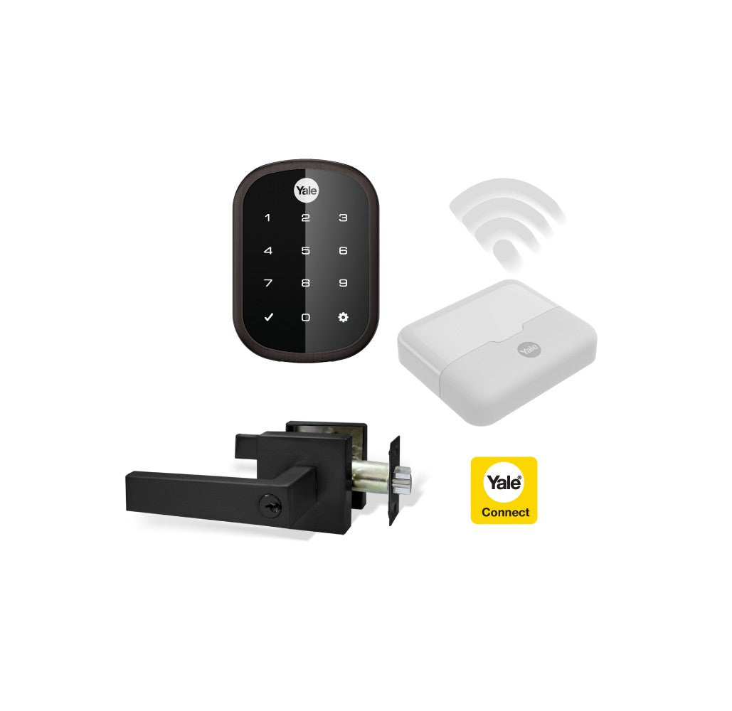 Kit Cerrojo YRD256 Bronce Antiguo + Manija Bari Negra - Imagen 1