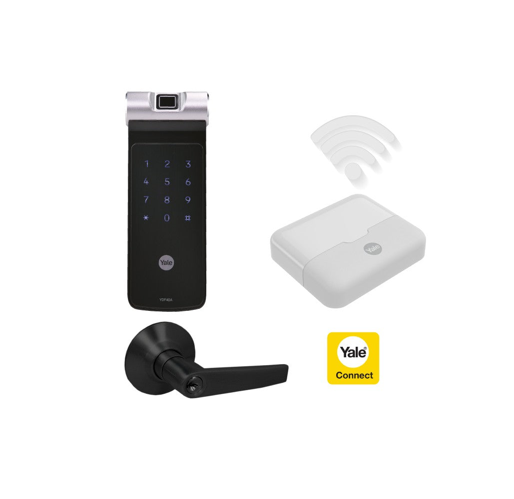 Kit de Yale Connect con Cerrojo Digital YDF40 + Manija Austin Negra - Imagen 2