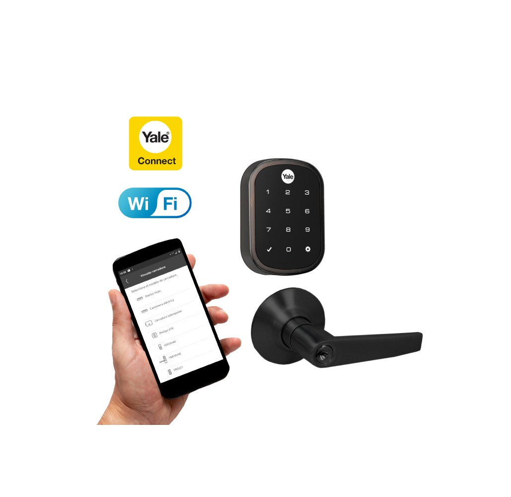 Kit de Yale Connect con Cerrojo Digital YRD256 Negro Antiguo + Manija Austin Negra - Imagen 1