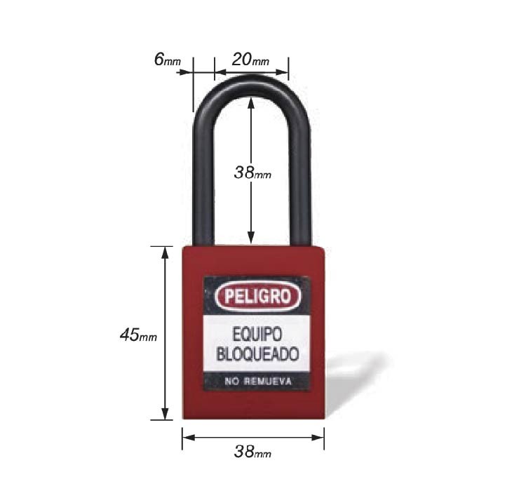 Candado Yale Gancho Nylon Rojo - 38mm - Imagen 2