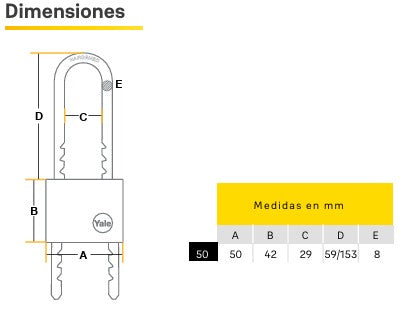 CANDADO Y110 AJUSTABLE 50MMB
