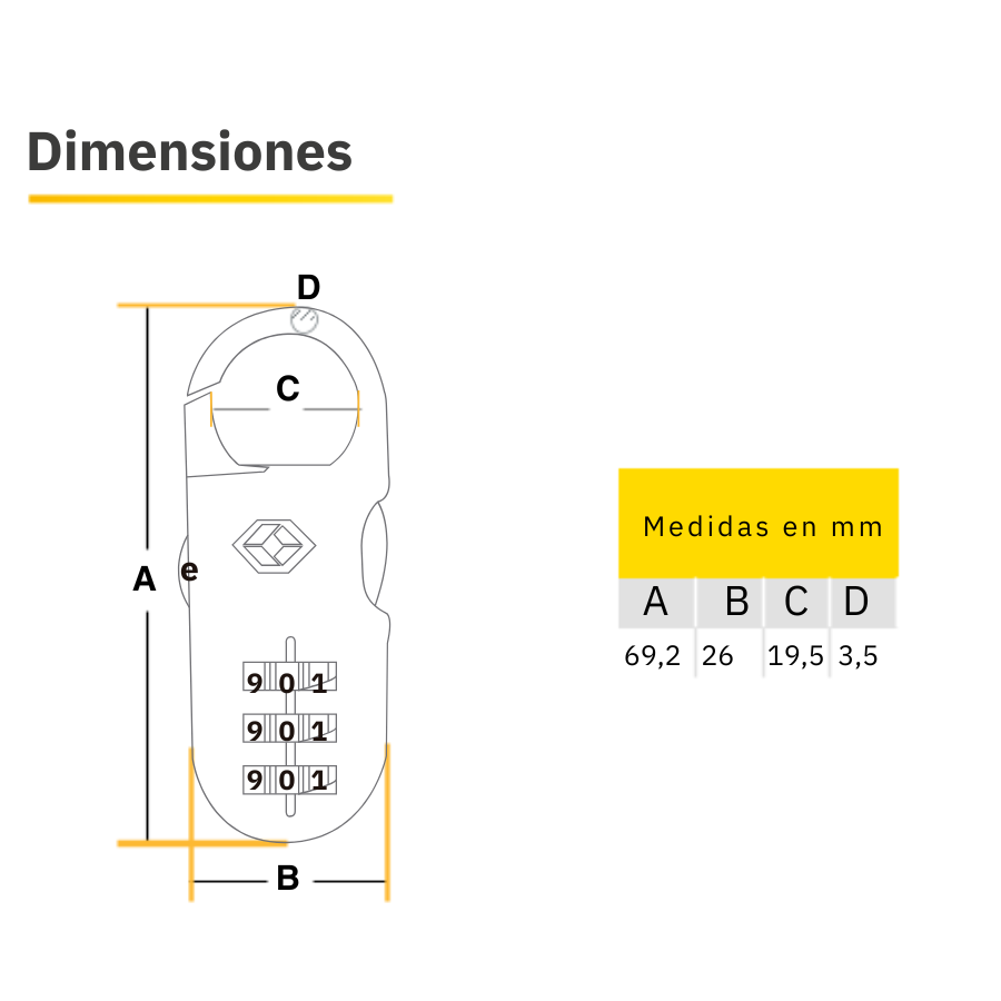 CANDADO SERIE VIAJERA YTP2