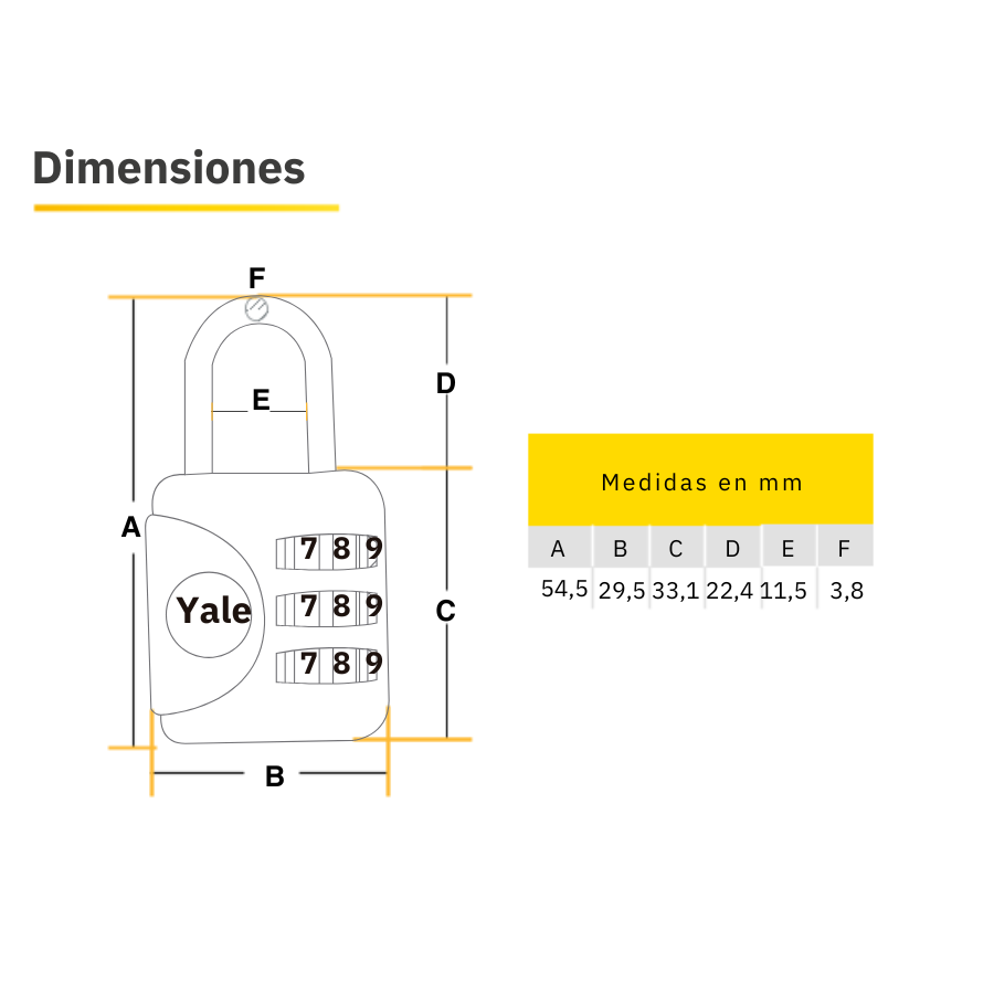 CANDADO SERIE COMBINACIÓN YP1