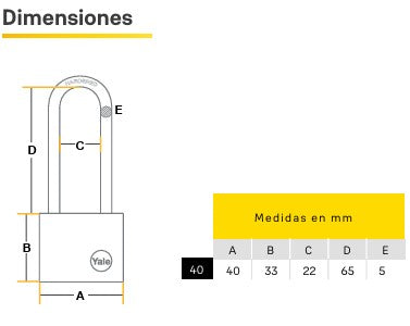 CANDADO Y110 GANCHO LARGO