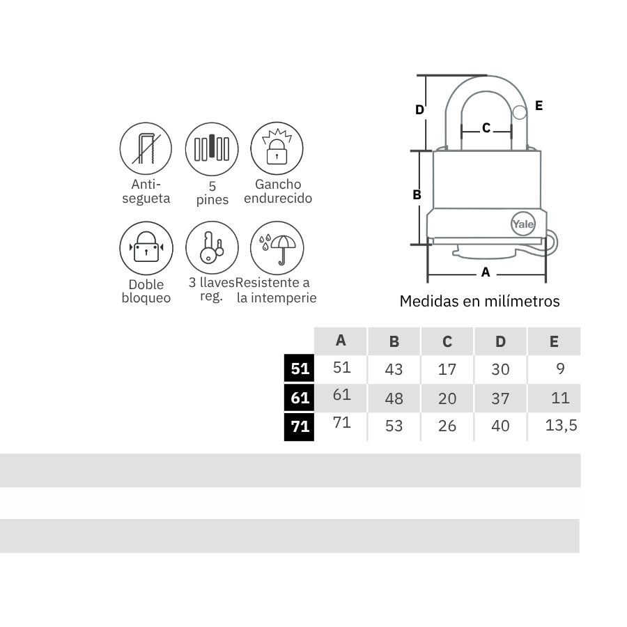 CANDADO SERIE INTEMPERIE Y220