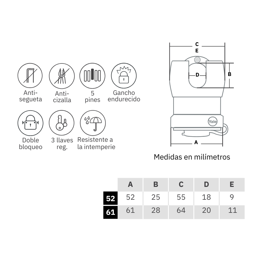 CANDADO SERIE INTEMPERIE SERIE Y221
