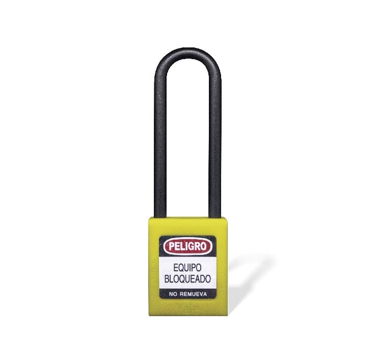 Candado Gancho Largo Nylon Amarillo - Imagen 1