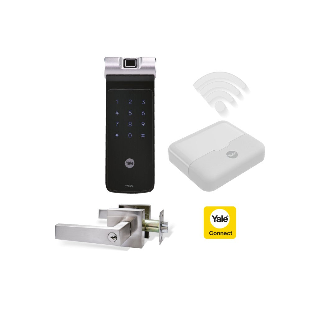 Kit de Yale Connect con Cerrojo Digital YDF40 + Manija Bari Satín - Imagen 1