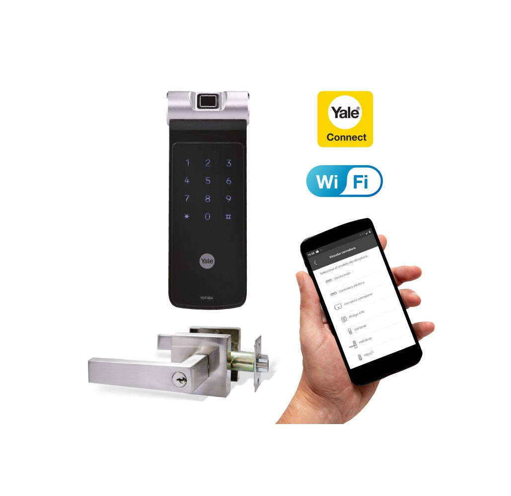 Kit de Yale Connect con Cerrojo Digital YDF40 + Manija Bari Satín - Imagen 1
