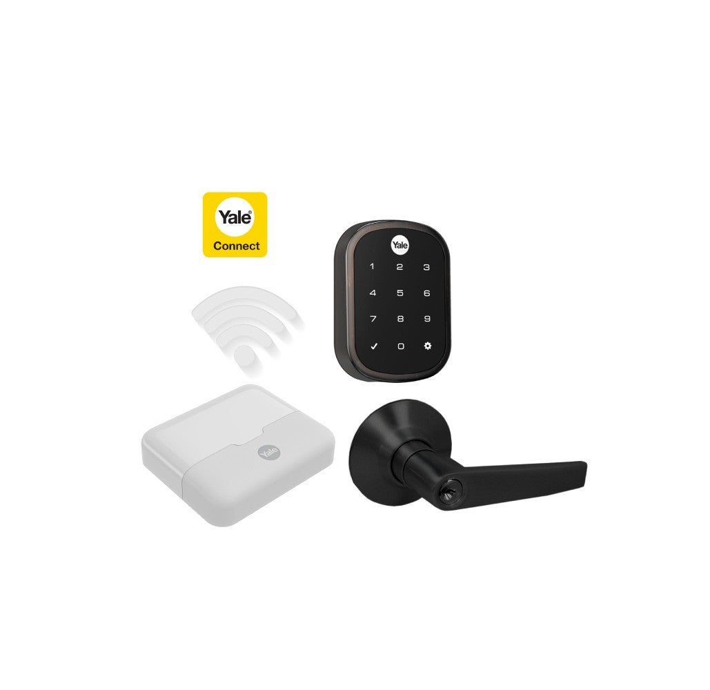 Kit de Yale Connect con Cerrojo Digital YRD256 Negro Antiguo + Manija Austin Negra - Imagen 1