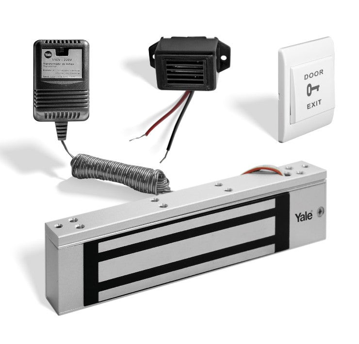 Kit Electroimán 350LB Exteriores + Botón + Buzzer + transformador - Imagen 1
