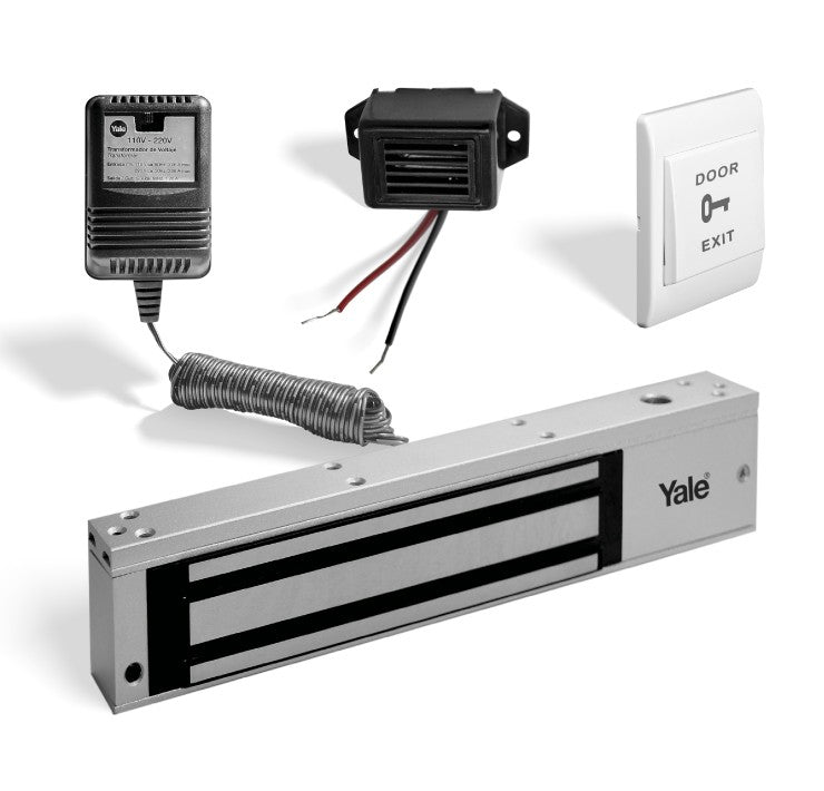 Kit Electroimán 600LB Exteriores + Botón + Buzzer + Transformador - Imagen 1
